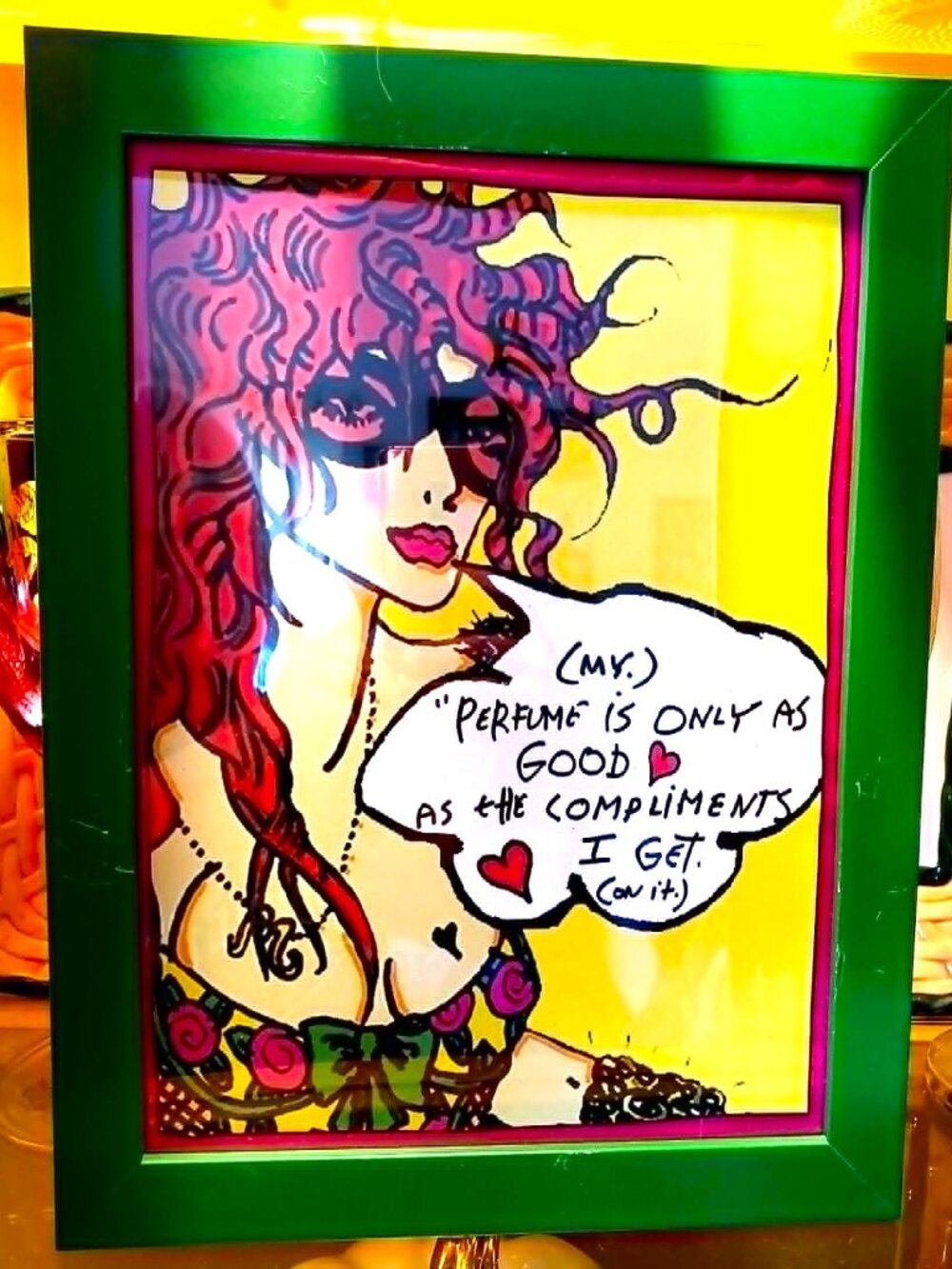 Betsey Johnson Vintage Wall Art Cartoon Perfume Babe Girl In Betsey Floral Dress